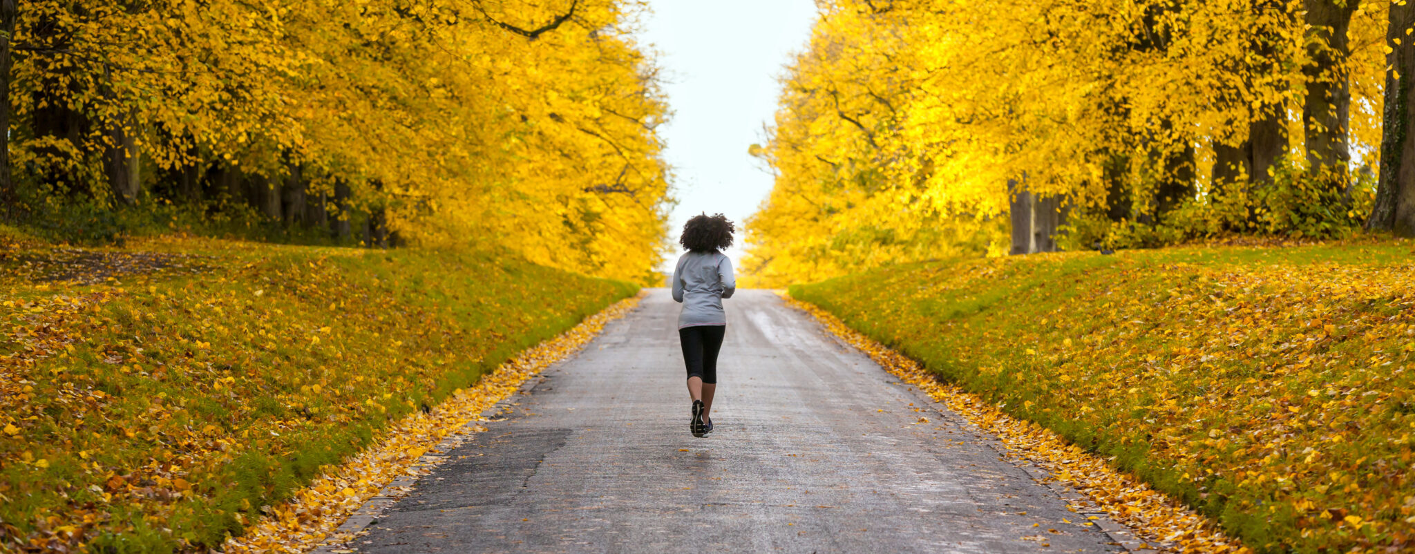 Biracial African American Woman Teenager Fitness Running Panorama